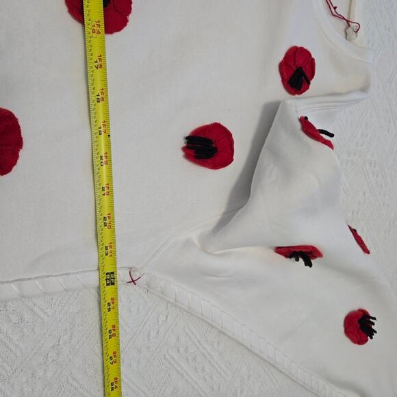 One432 Poppy Swestshirt Sz Large Handmade in Pakistan Artisan Artsy Indie - Picture 6 of 8